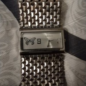 Silver Diamond Cut Wide Unique Womens Watch